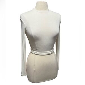 Petal & Pup White Long Sleeve Cut Out Ribbed Top Size Small NWOT